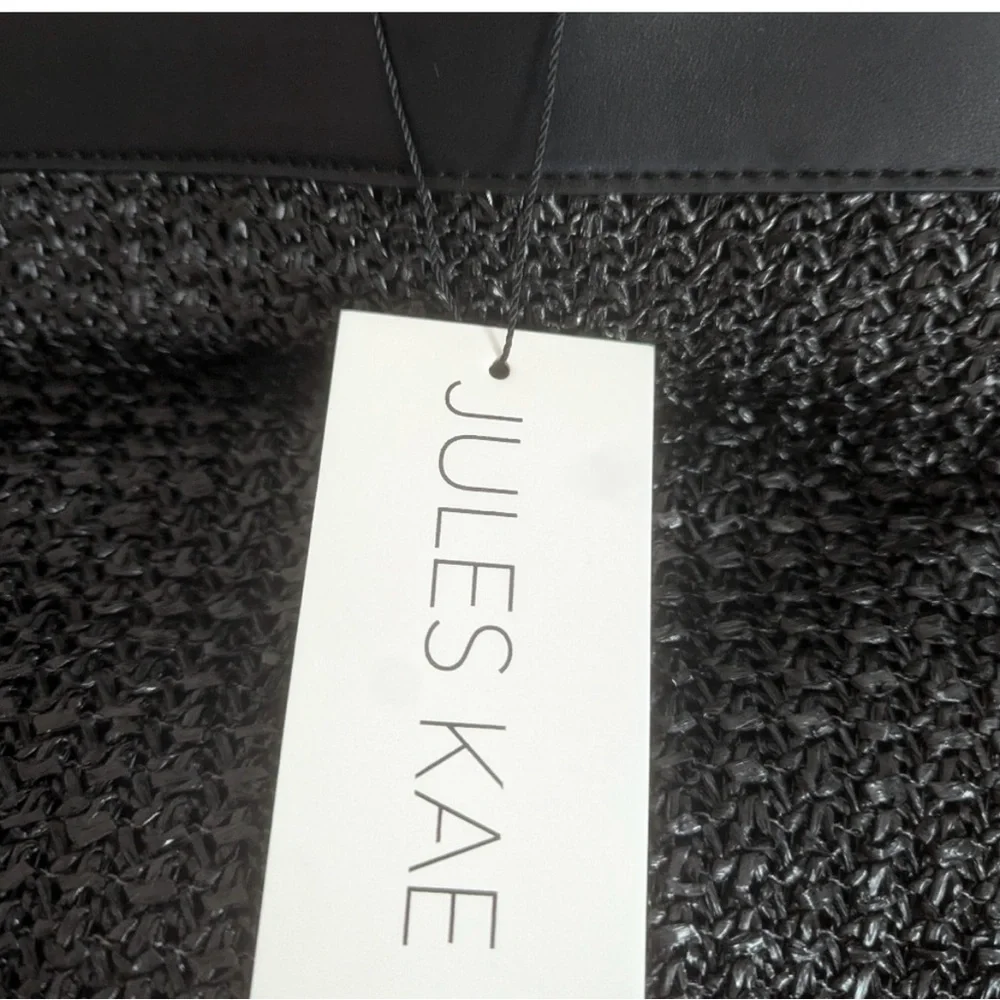 NWT Jules Kae black Vegan leather woven tote bag
